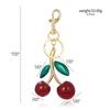 Fashion Delicious Red Cherry Keychain Summer Fruits Cherries Pendant Keyring For Women Men Jewelry Bag Accessories Gift