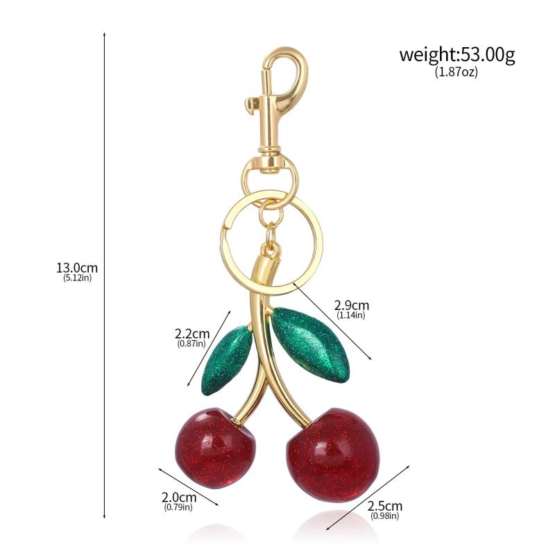 Fashion Delicious Red Cherry Keychain Summer Fruits Cherries Pendant Keyring For Women Men Jewelry Bag Accessories Gift