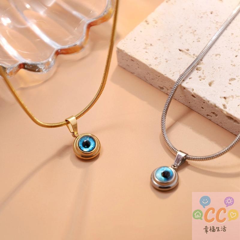 HUA HUA Fashion Necklace For Women Minimalist Classic Turkish Blue Eyes Pendant Choker Clavicle Chain Lucky Jewelry Gift