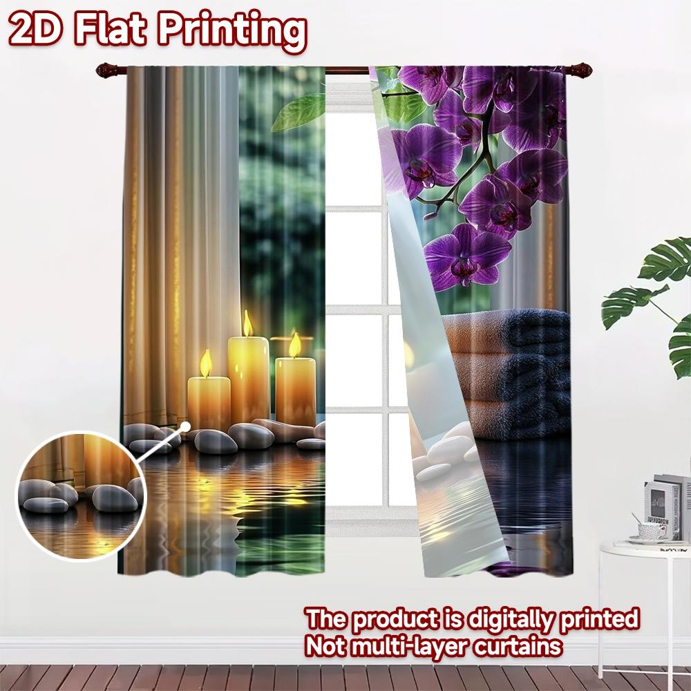 2D flat Photography Backdrop Tapestry Candles and Orchids Serenity 100% Polyester Party Decorations for New Year celebration