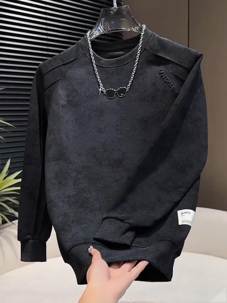 Korean Style Men s Tie-Dye Velvet Hoodie with Steel Embossed Design M