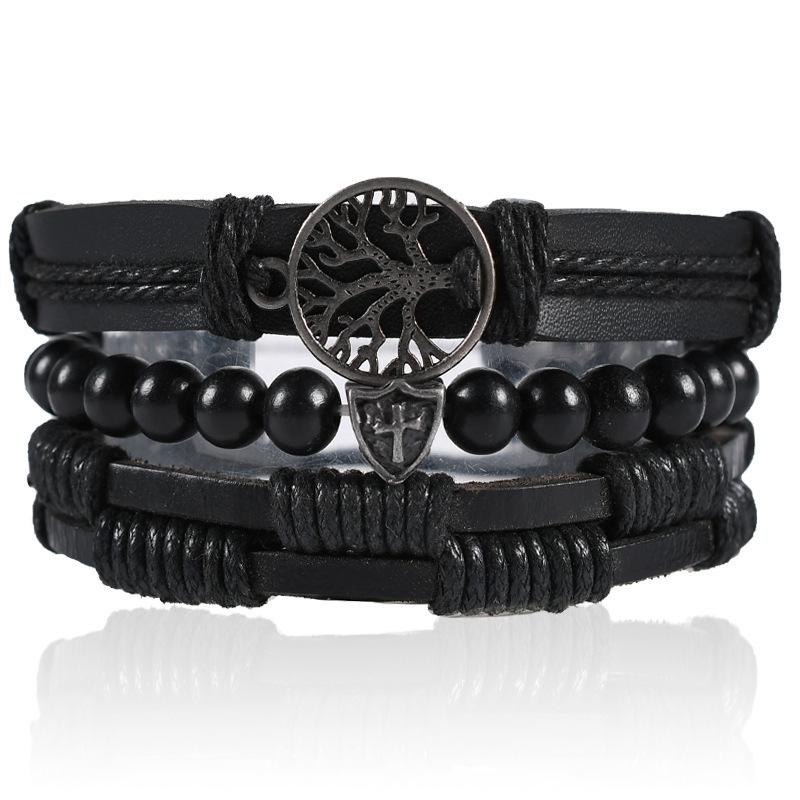 Unisex Handmade Woven Leather Bracelet - European and American Style Jewelry