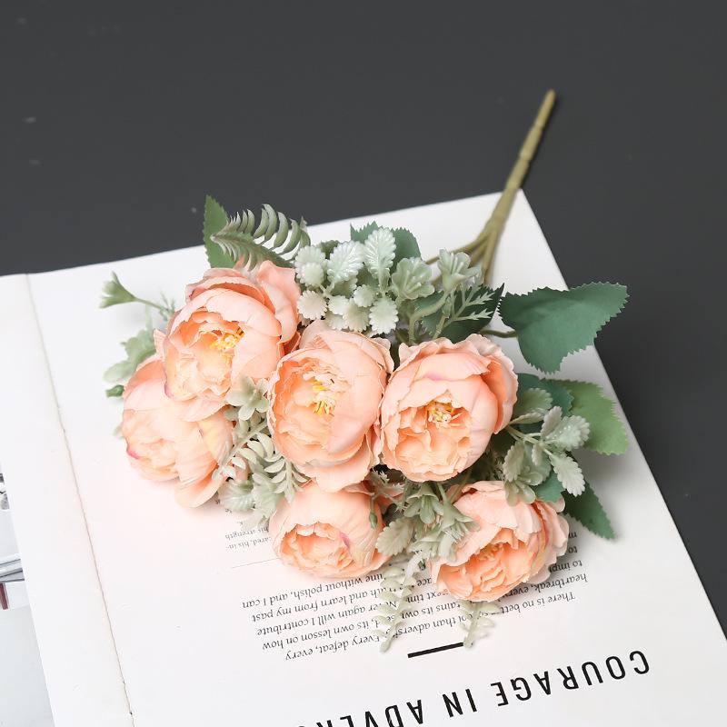 Elegant 6-Head Peony Silk Artificial Flowers for Home Decor and Photography