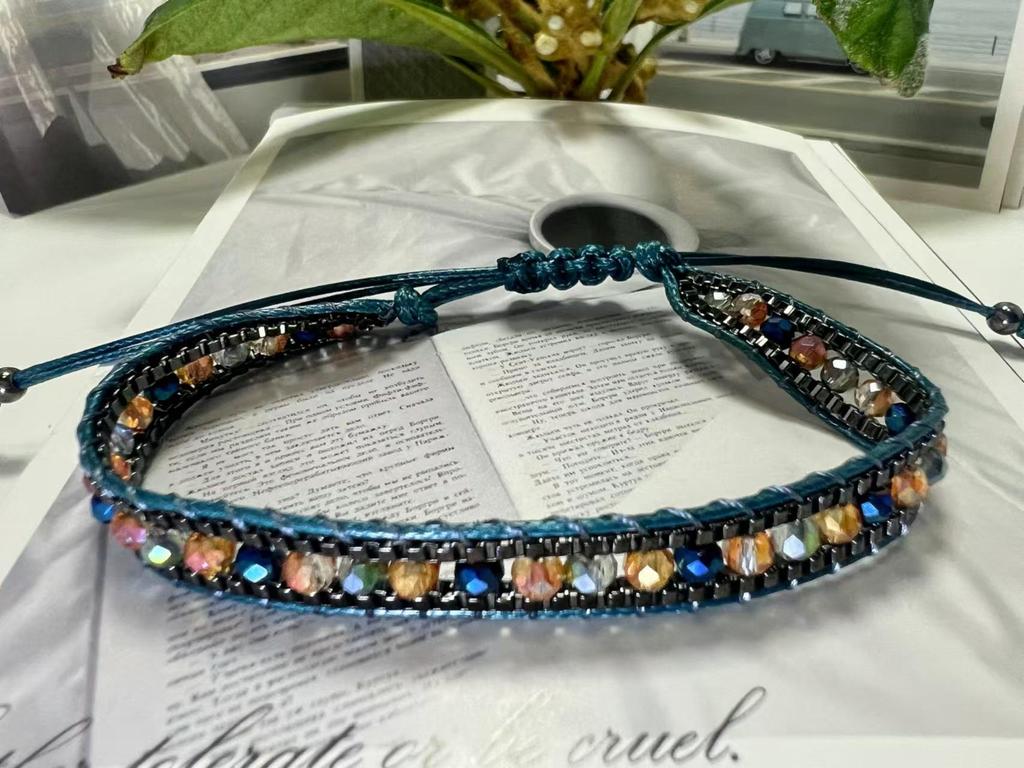 European & American Handmade Woven Crystal Retro Ethnic Friendship Bracelet for Women