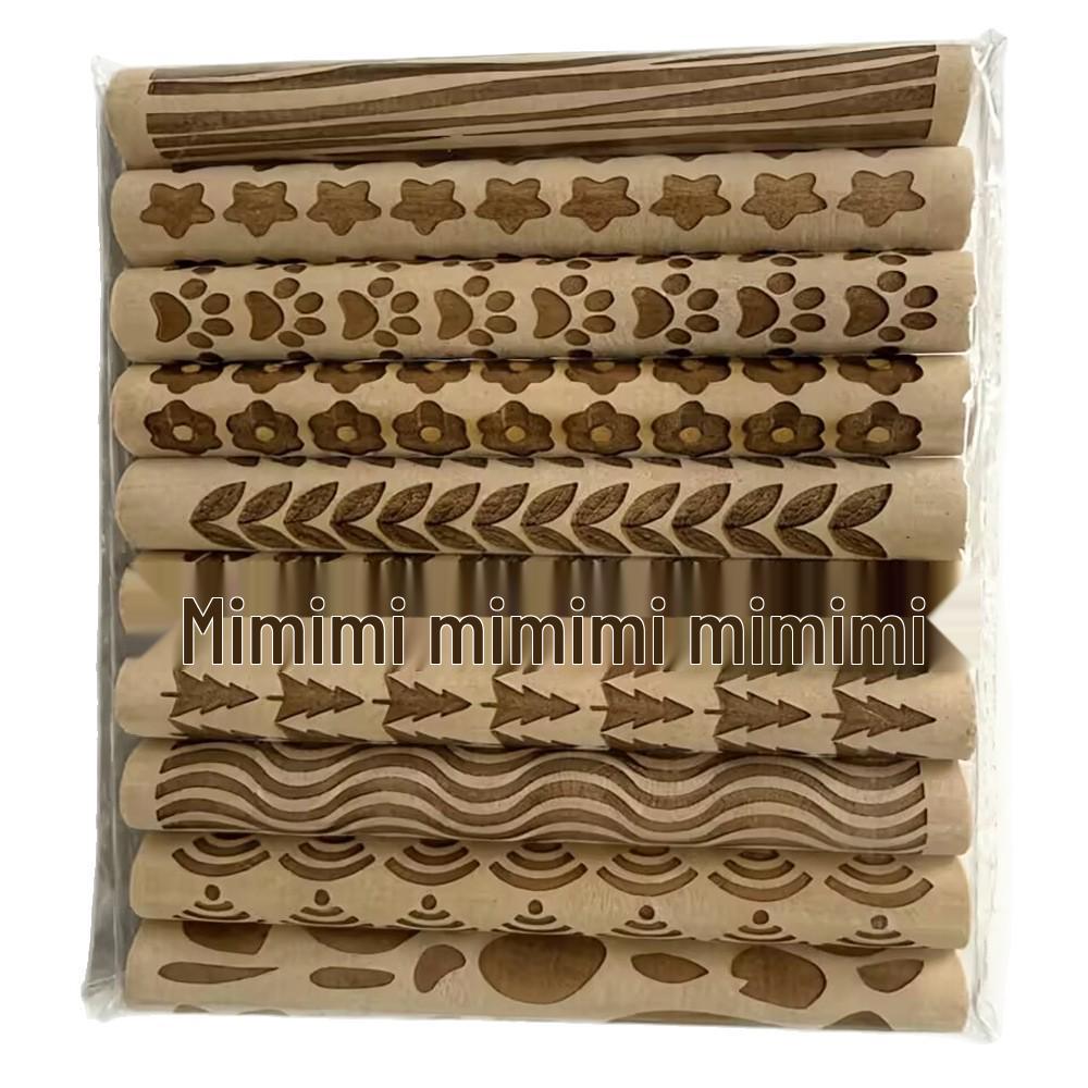 Wood Grain Embossed Rolling Pin for Clay and Baking