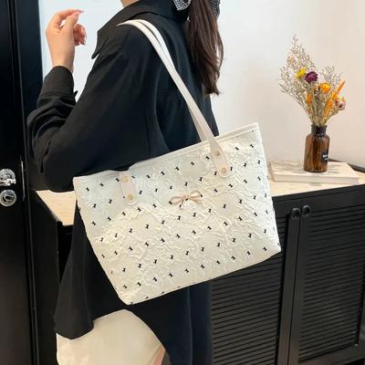 Große Kapazität Polyester Damen-Tragetaschen Süße Schleife Mädchen Arbeit Schule Umhängetasche Leicht Langlebig Reise Einkaufen Handtaschen