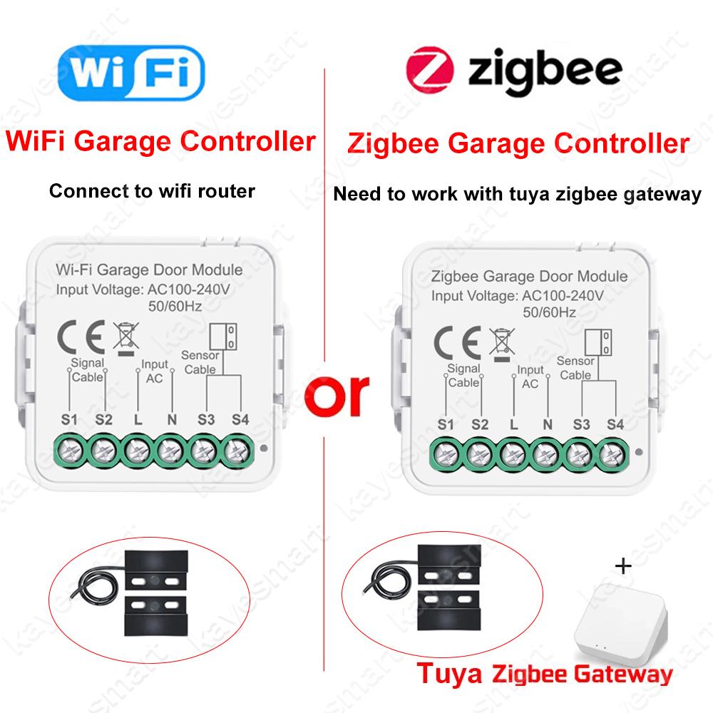 Tuya WiFi/Zigbee Mini Smart Garage Door Opener Controller Module APP Remote Voice Control Work With Alexa Google Assistant Alice