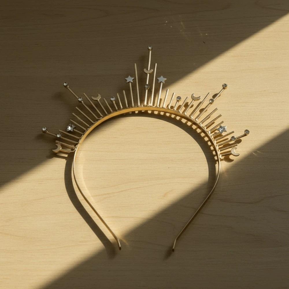 Gothic Spiked Hair Hoop Headpiece Renaissance Cosplay Headband Women Glory Sun Crown  Wedding