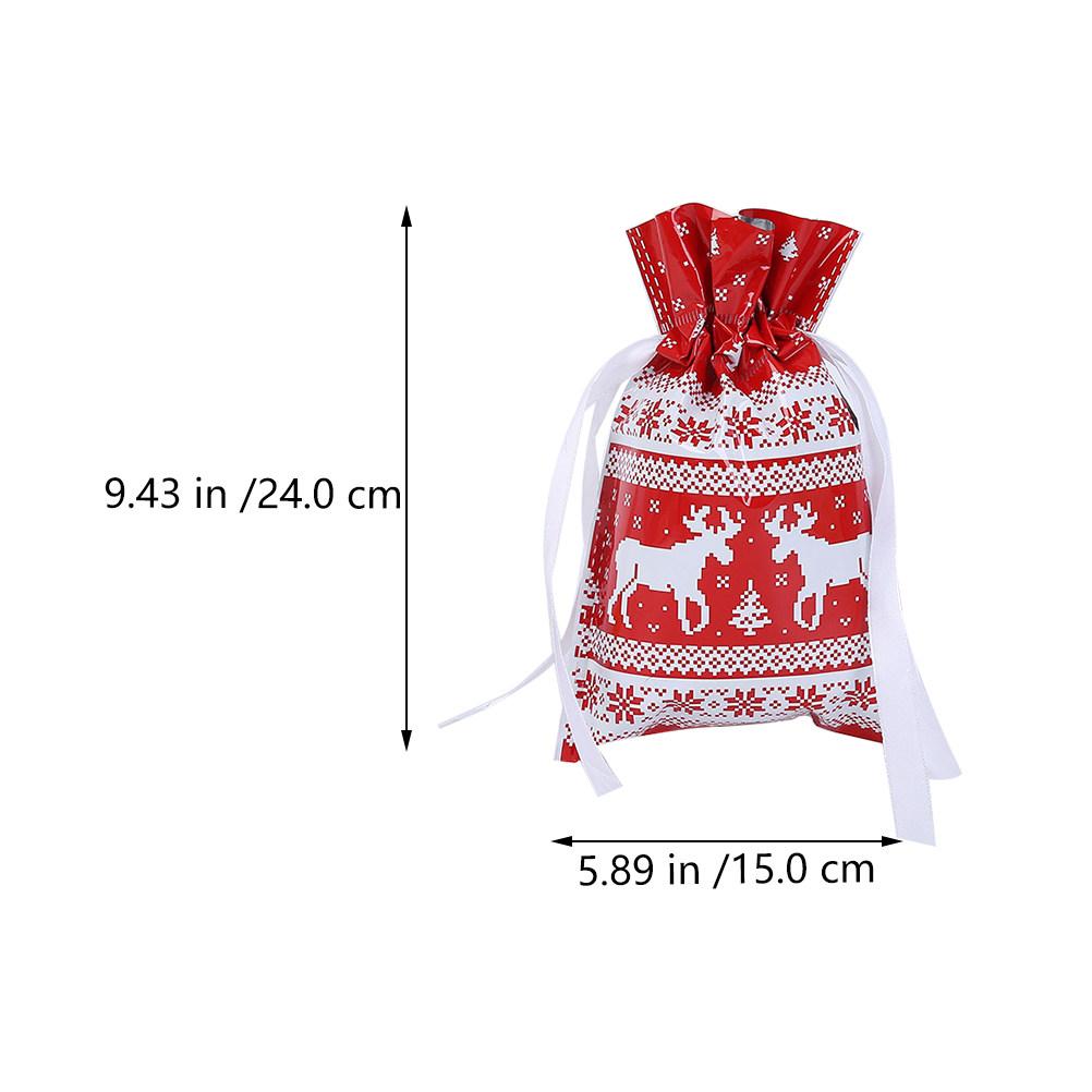 12Pcs Gift Christmas Plastic Drawstring C Y Wrapping Drawstring Bags Bags Xmas Gift Containers Storage Pouches