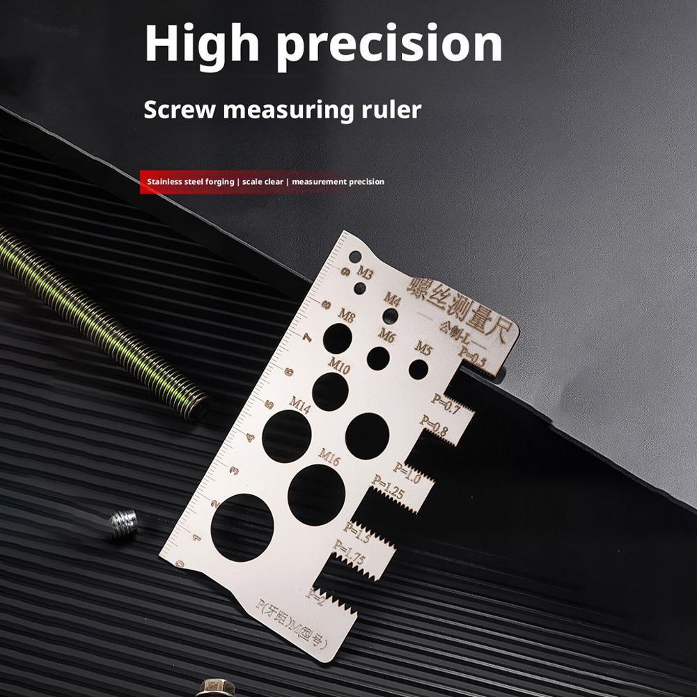 Thread Checker Screw Measurement Ruler Space Saving Nut Gauge Screw Measuring Tool Industry Cra R5B7