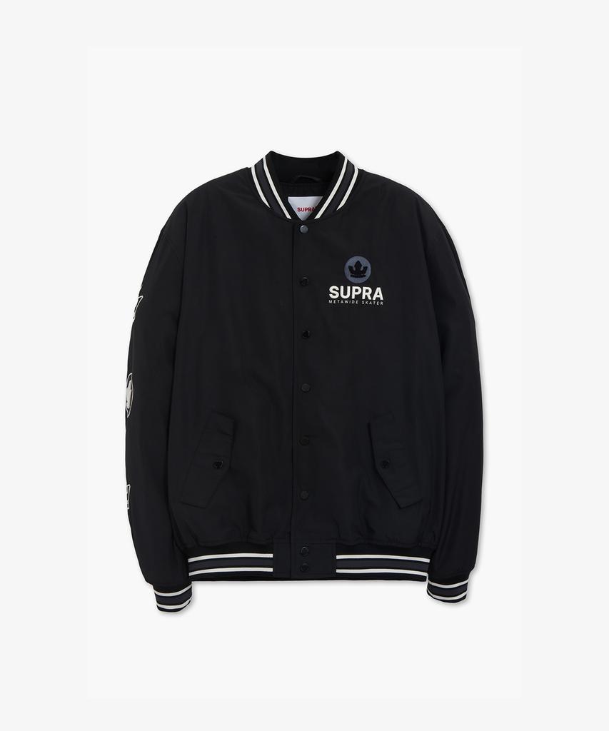 Supra Crown Boucle Embroidered Varsity Jacket (Black)