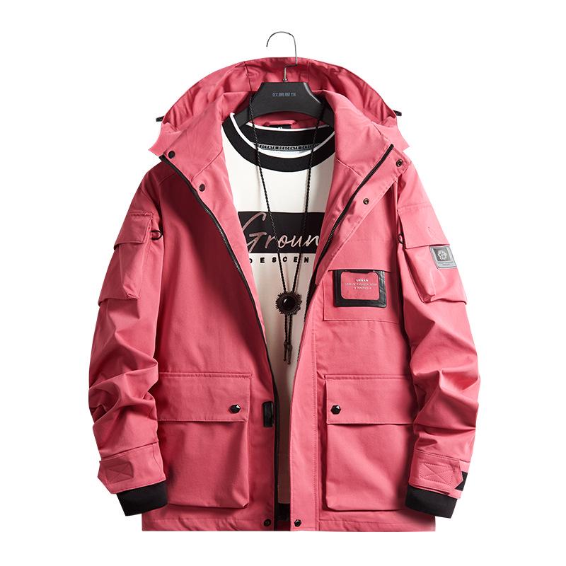 Youth Yellow Japanese Cotton Windbreaker with Flap Pockets - Spring & Autumn Loose Fit Jacket