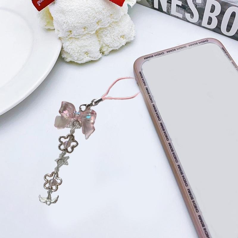 Trendy Bowknot Charm Stylish Keychain Fringe Chain Durable Phone Lanyard Long Lasting Phone Jewelry Suitable for Phone