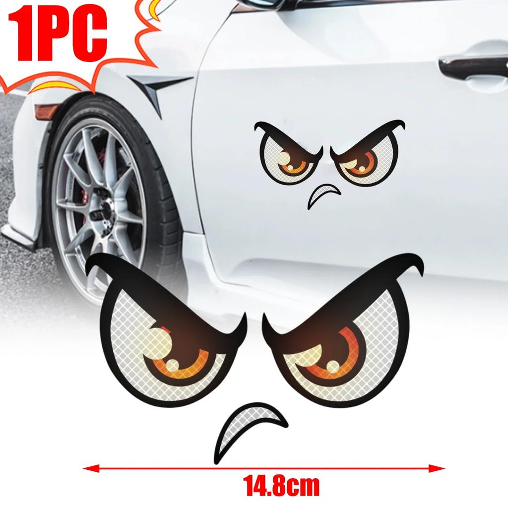 3types Car Night Light Safety Reflective Stickers Devil's Eyes Reflective Warning Stickers Auto Decoration Exterior Accessories