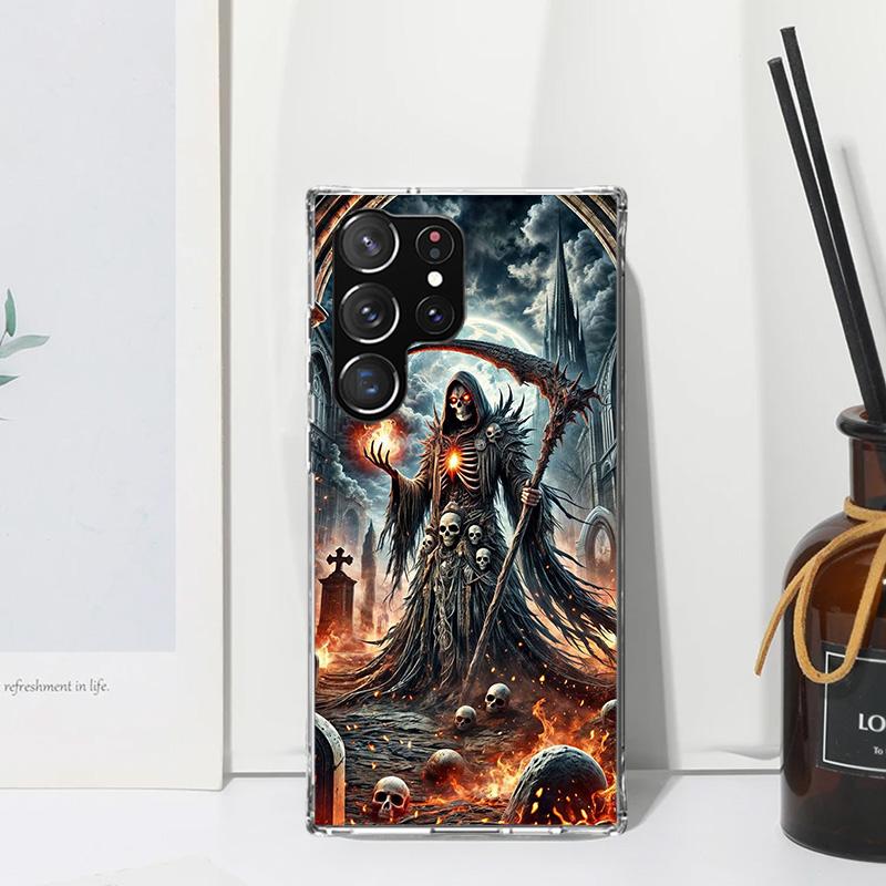 Death Grim Reaper Skull Scythe Phone Case For Samsung Galaxy S26 S25 Edge S24 FE S23 S22 Ultra S21 Plus S20 + Art Fundas Back Co