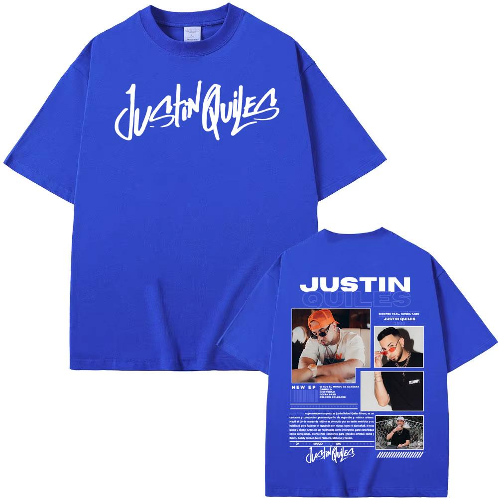 Singer Justin Quiles Album 2025 Tour Graphic T-shirt Men's Clothing Vintage Hip Hop T Shirts Cotton Loose Short Sleeve Tee Shirt