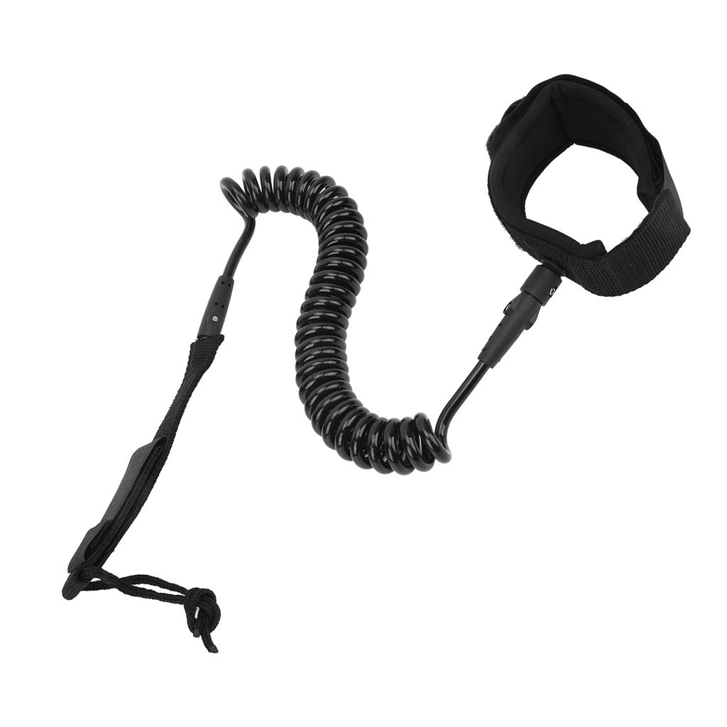 Surfboard Leash High Elasticity TPU Black Coiled Surfing Leg Rope for Paddleboards Longboards