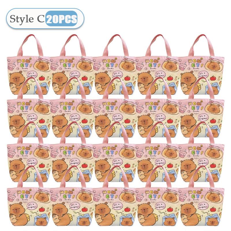 1-20PCS Cartoon Canvas Bag Novelty Tote Bag Kapibara Inner Daily Large Capacity Shoulder Bag Cartoon Capybara Kawaii Hand Bags