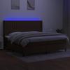 Cama con Somier con Colchón y LED Marrón Oscuro 200x200 cm Tela