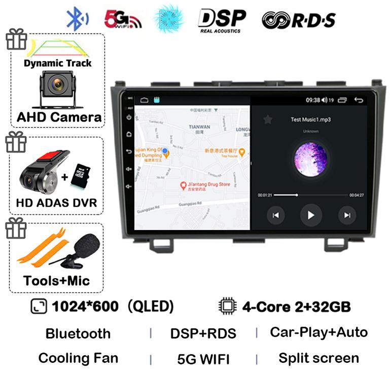 Android 14 Carplay Car Radio For Honda CR-V 3 RE CRV 2007 2008 2009 2010 2011 Multimedia Player 2 Din DVD GPS Head Unit Stereo