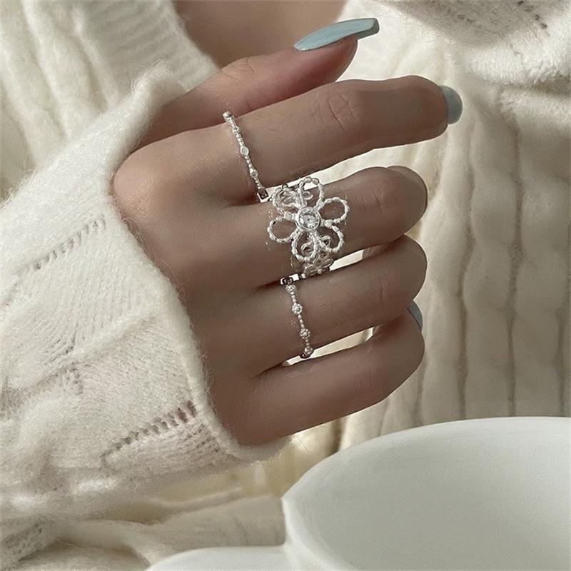Geometric Handmade Irregular Flower Open Rings For Women Fashion New Jewelry Gift Party Daily Wholesale Anillos