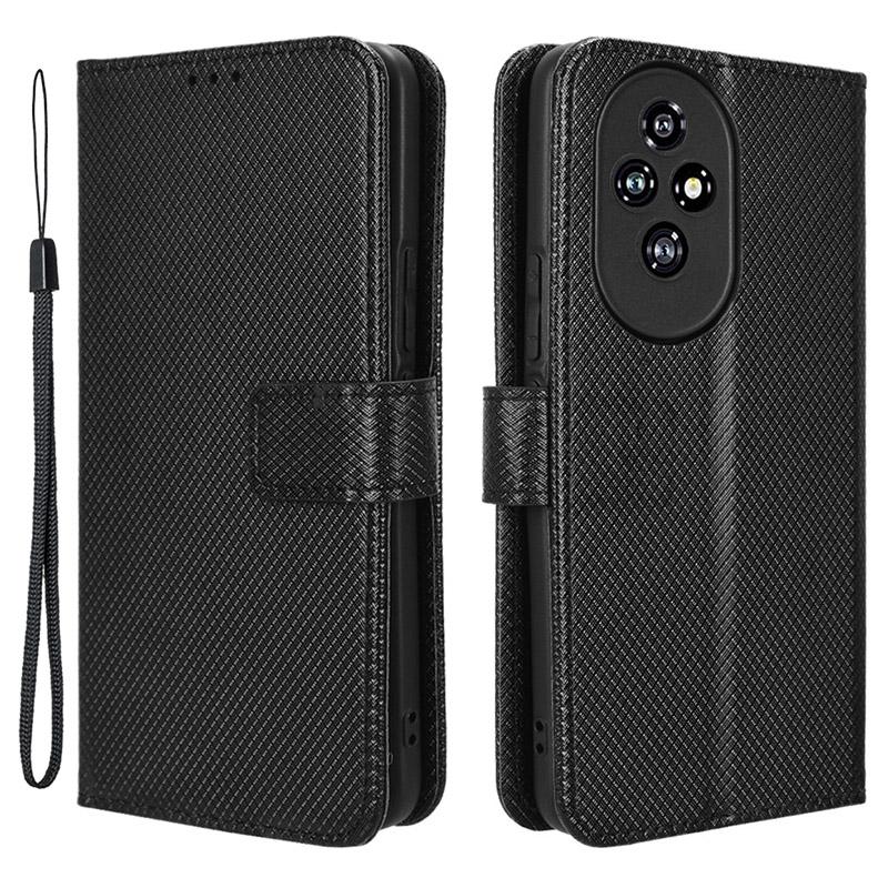 For Honor 200 5G Protective Case Diamond Texture Leather Phone Cover with Wallet