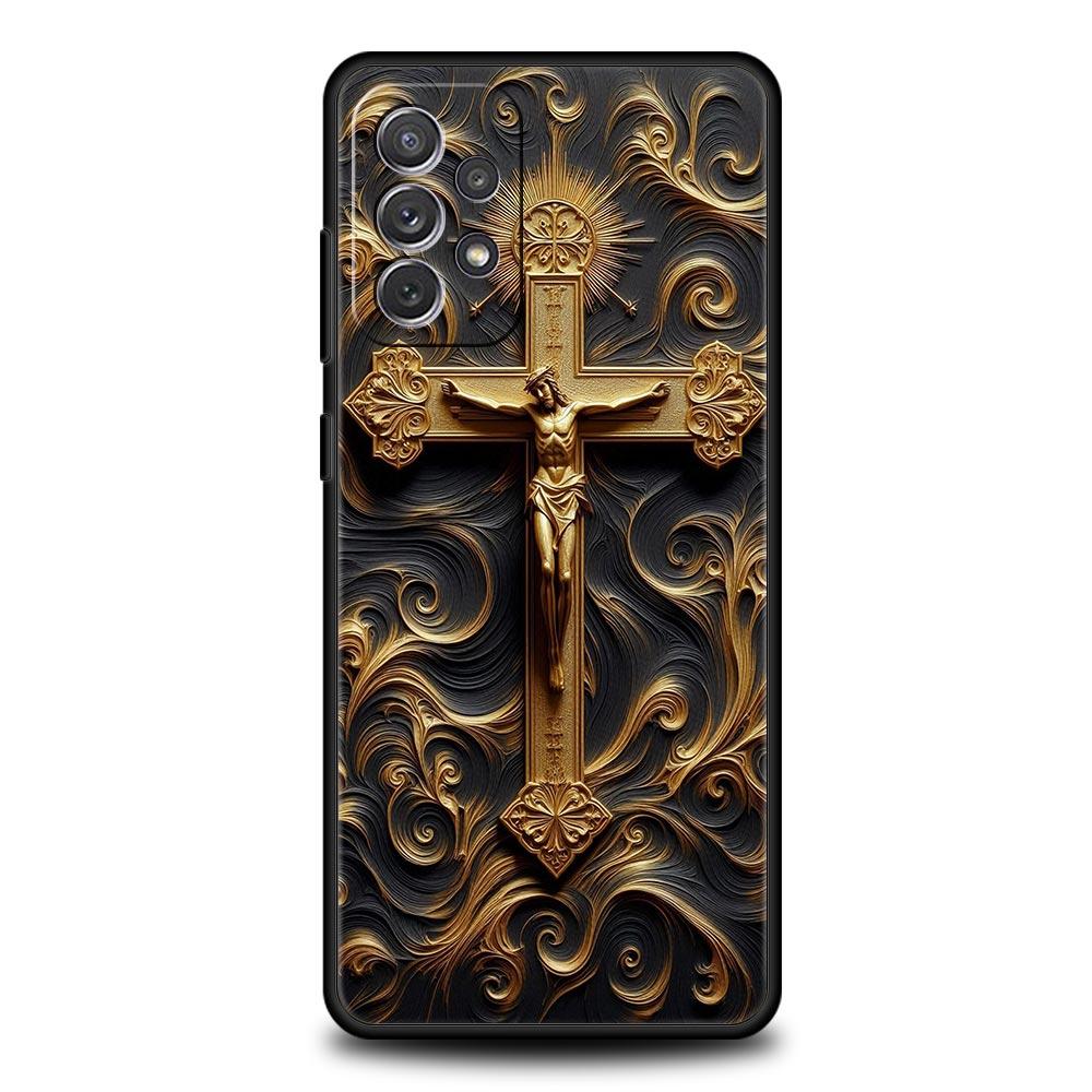 Cross Pattern Element Design Phone Case for Samsung Galaxy A55 A35 A17 A07 A15 A13 A25 A51 A71 A72 A73 A32 A52 A52S A41 Soft TPU