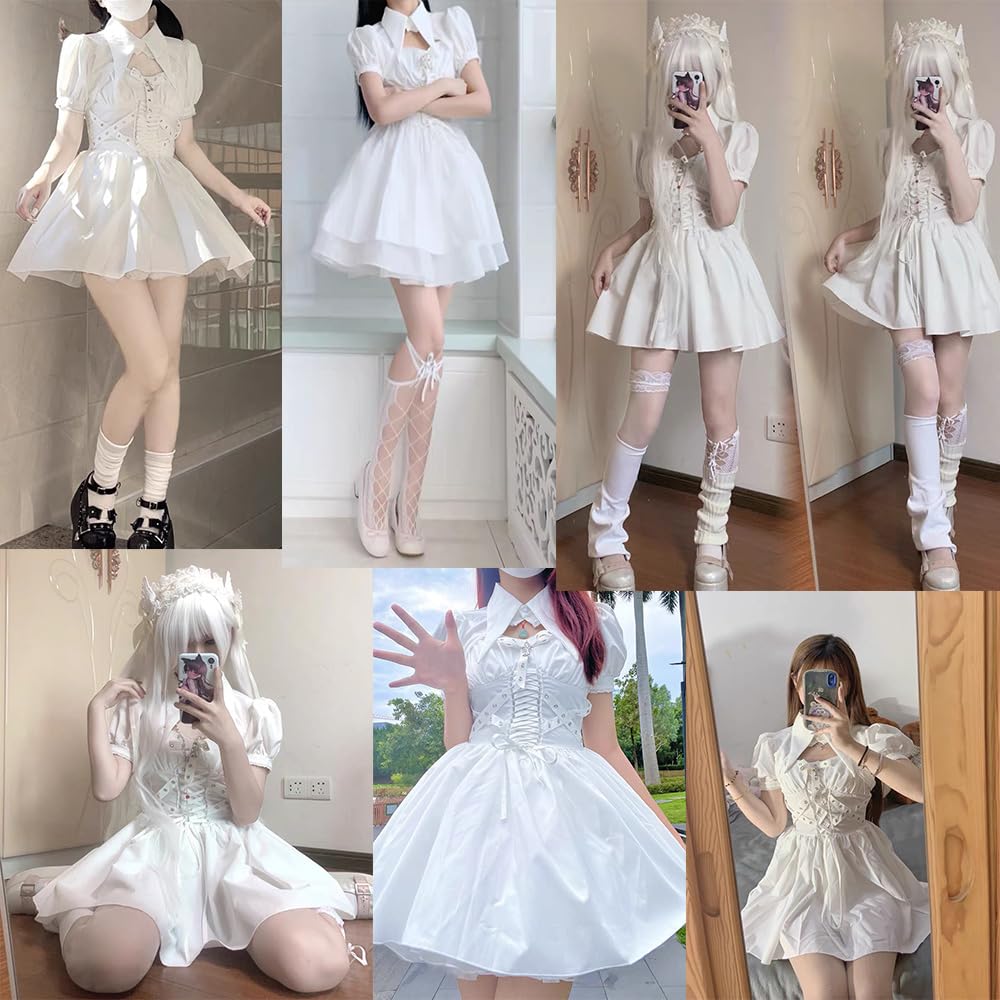 Gothic Lolita Black and Mini Gothic Perfect for Live and Stage Sweet Princess Harajuku Size S [FULINE] Dress, White, Skirt, Sexy, Sleeveless, Cute,