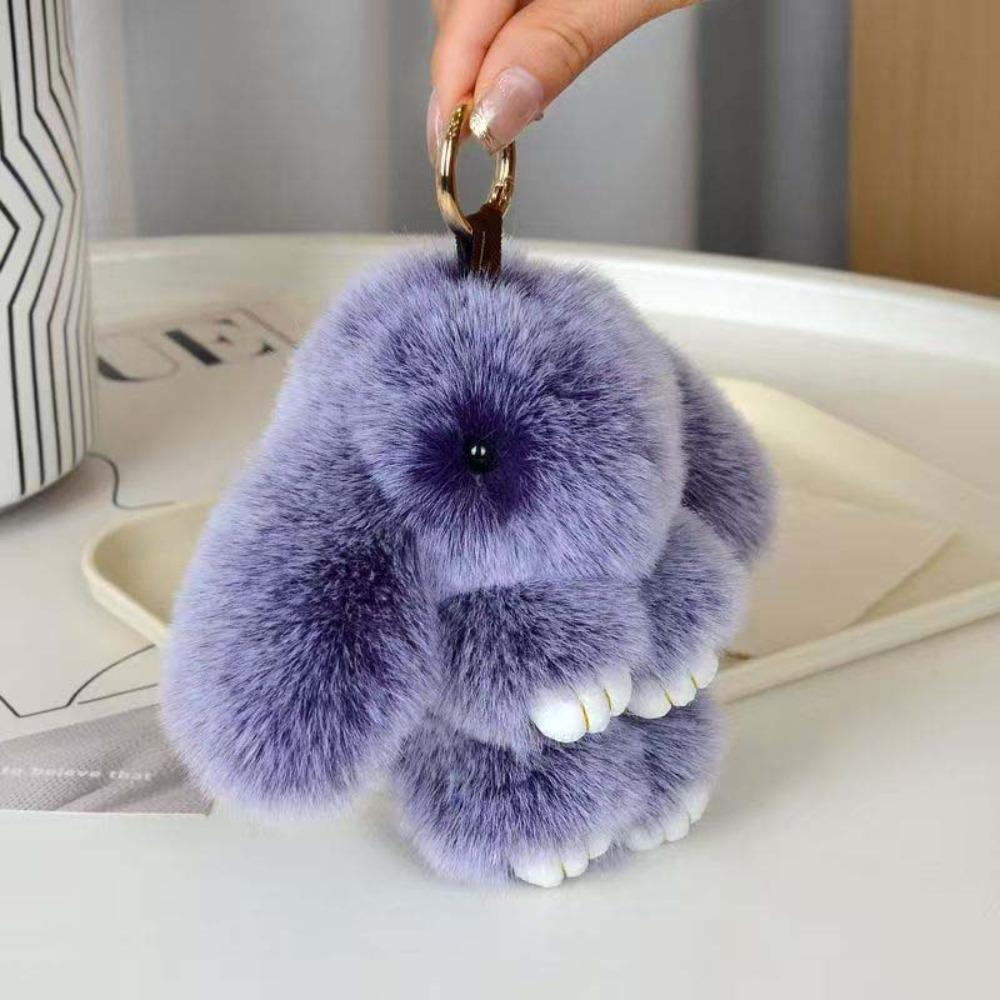 Lovely Play Dead Rabbit Doll Fluffy Plush Rabbit Pendant Rabbit Fur Keychain  Children's Toys