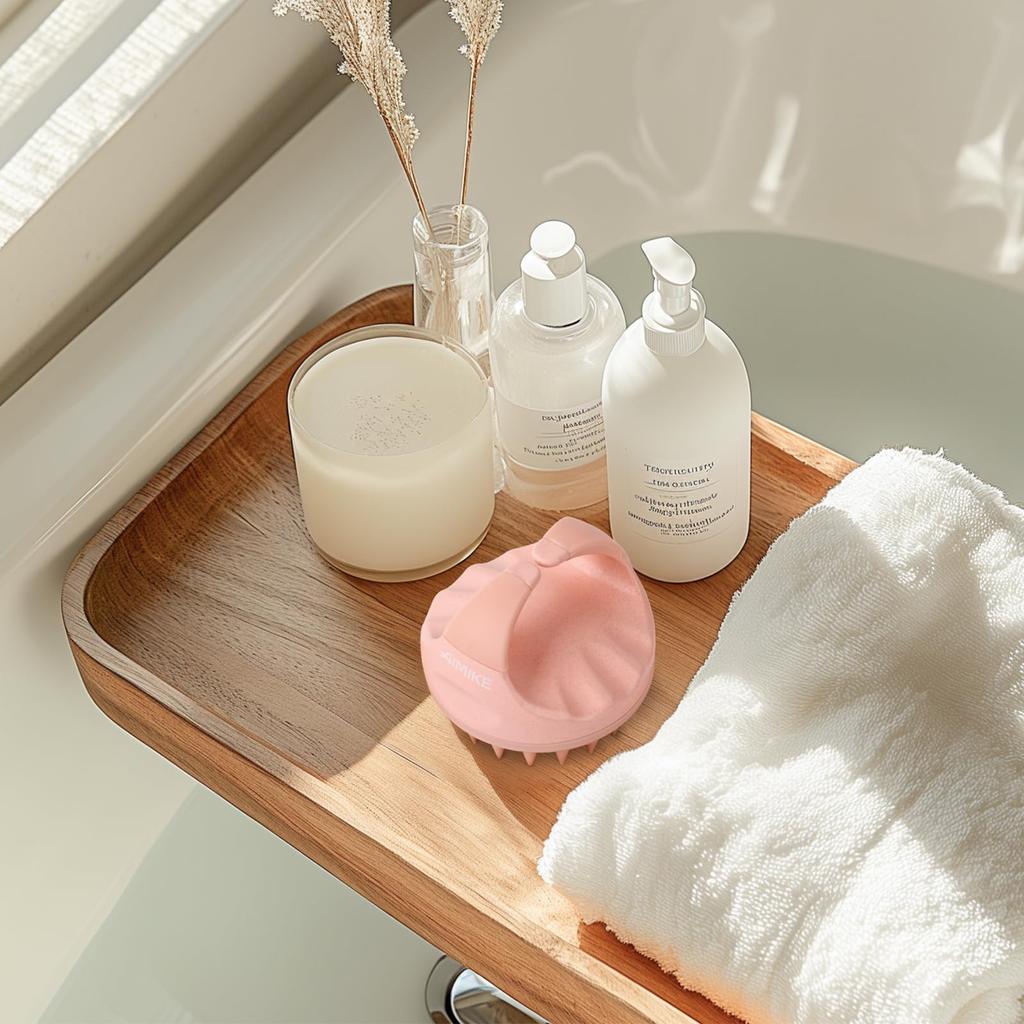 AIMIKE Straw Silicone Scalp Shampoo Brush for Scalp Scalp Scalp Ergonomic Hair Brush for Head Shampoo Brush for Pink Brush, Care, Massage, Cleansing,