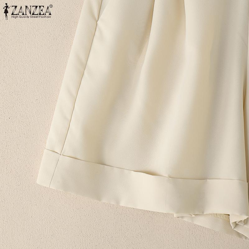 ZANZEA Women Casual Elastic Waist Loose Summer Shorts