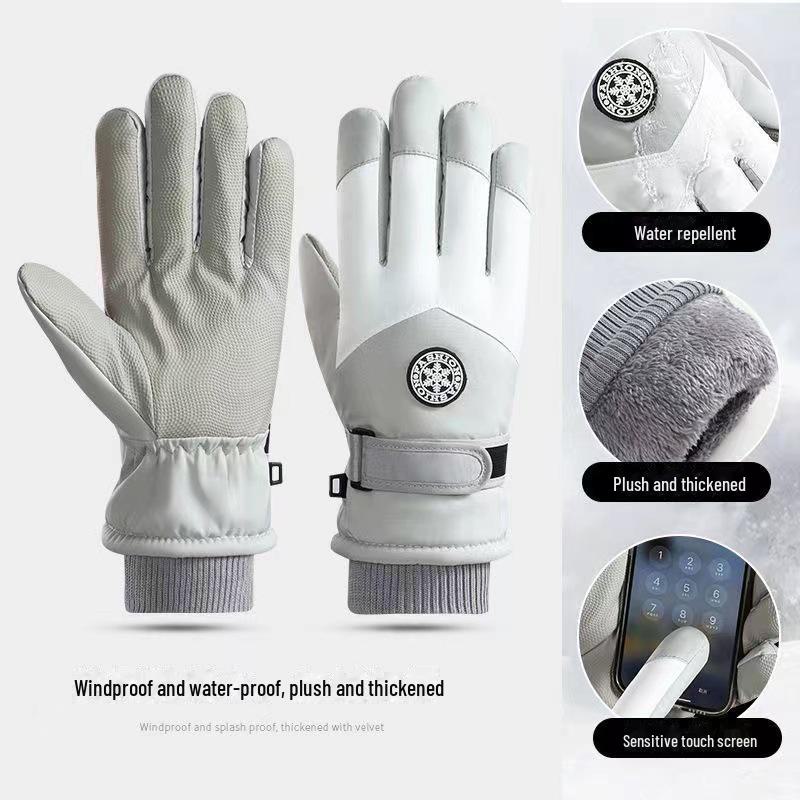 Winddichte, wasserdichte Skihandschuhe für das Radfahren im Freien im Winter, warm und kältebeständig mit Touchscreen-Funktion und dickem Samtfutter.