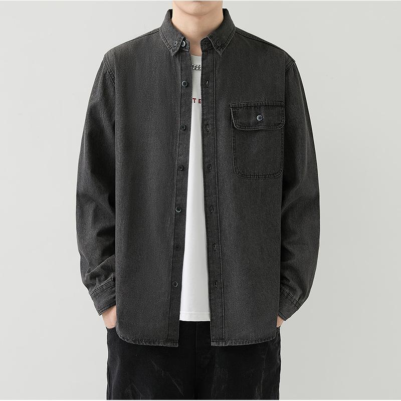 Men's thin denim long sleeved shirt