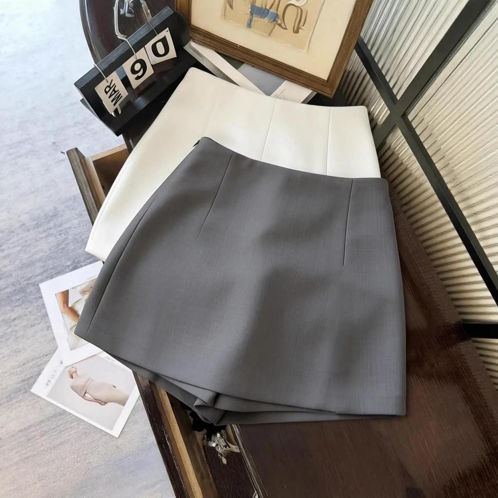Korean Style High-Waisted A-Line Slimming Skirt with Anti-Exposure for Women