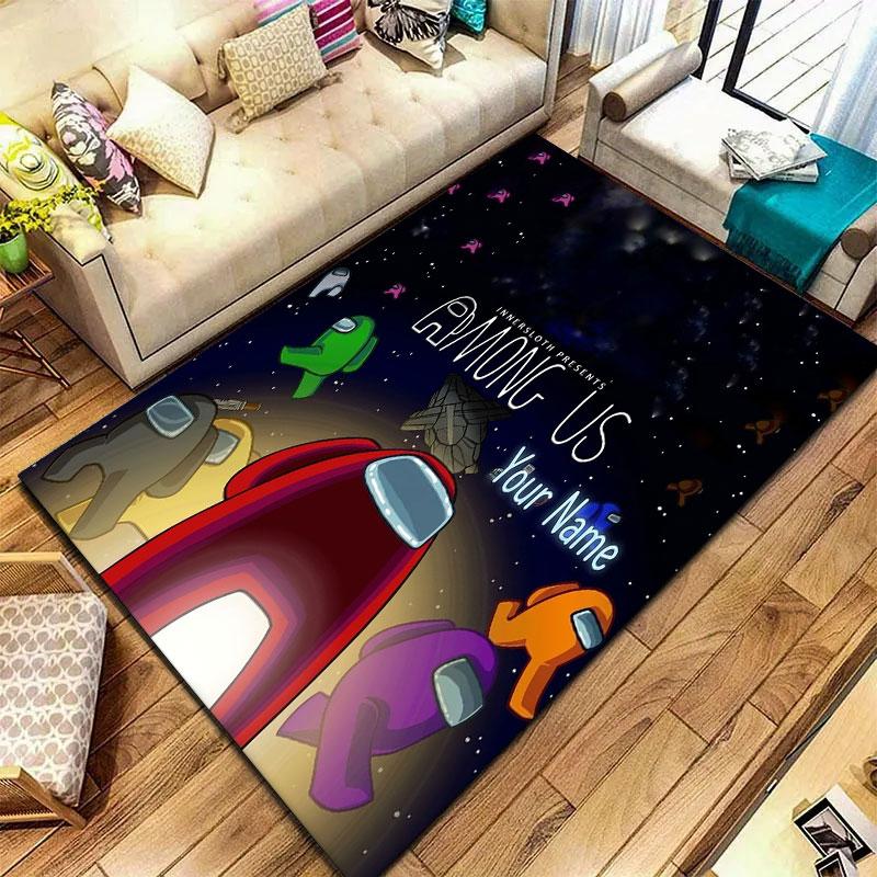 Among Us Custom Name Carpet Rug for Living Room Bedroom Home Sofa Decoration,Kids play Non-slip Floor Mat
