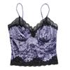 GMXIA Summer Sexy Spice Patchwork Top for Women Dark Wind Velvet Lace Lace Camisole