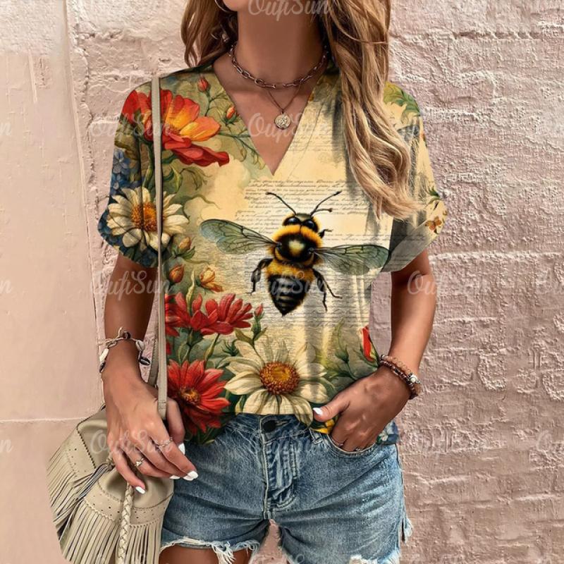 

Женская одежда больших размеров с коротким рукавом, летняя футболка с v-образным вырезом, модная женская одежда, футболка в стиле ретро с принтом животных, топы, блузка, новинка 2XL