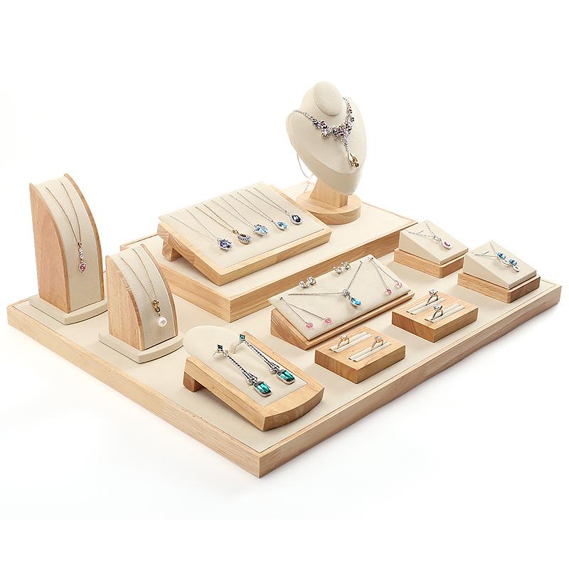 Digu Solid Wood Jewelry Display Stand for Rings, Necklaces, Earrings, and Pendants