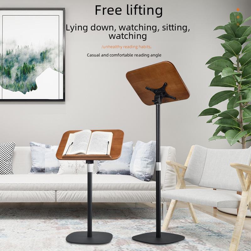 Adjustable Floor-Standing Reading and Music Stand with Book Shelf and Laptop Lift