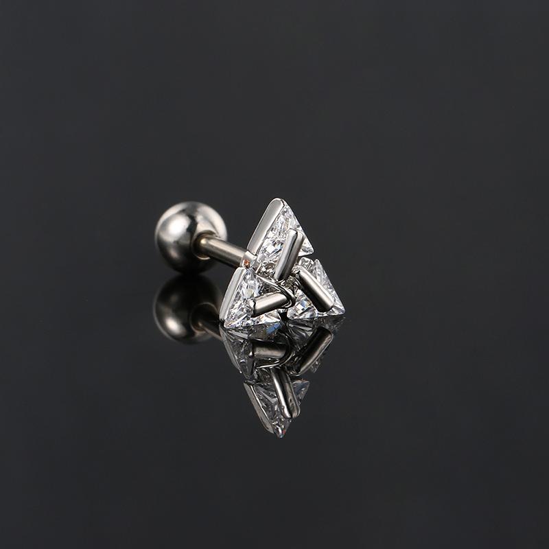 Fashionable And Creative Triangle Inlaid Zircon Earrings Suitable For Men And Women Cool Hip-hop Punk Style Jewelry Gifts