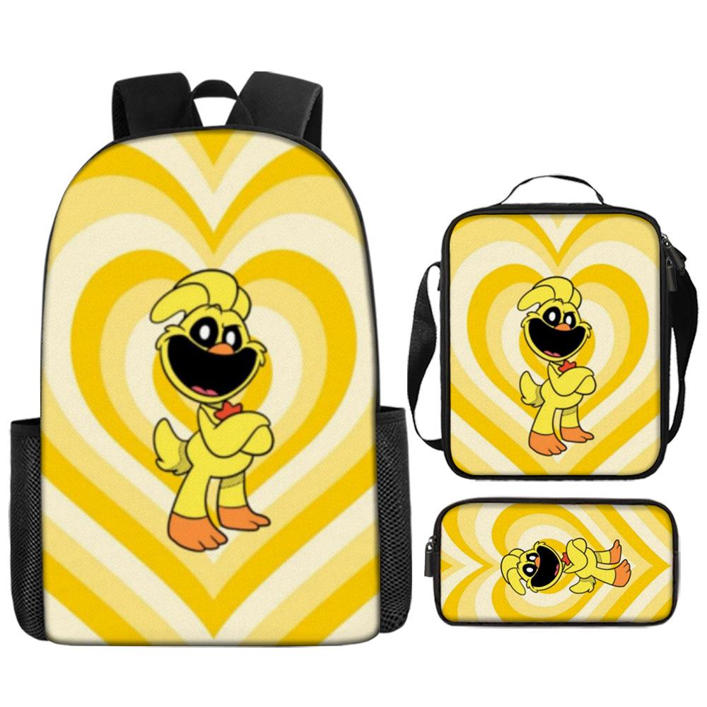 Poppyplaytime Mochila Escolar para Estudante Conjunto de Três Peças Mochila Bolsa Estojo