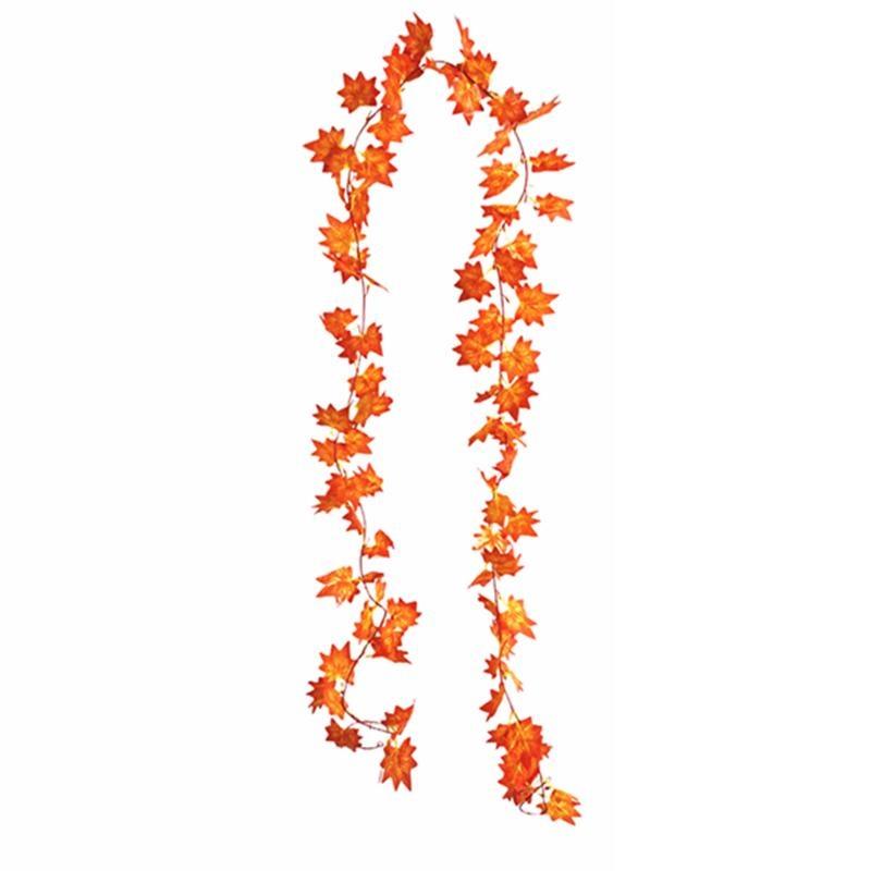 2 Ghirlande Artificiali Di Foglie Autunnali In Acero - Lunghe 1,8 M, Per Decorazioni Interne/Estere, Halloween E Natale, In Plastica E Stoffa