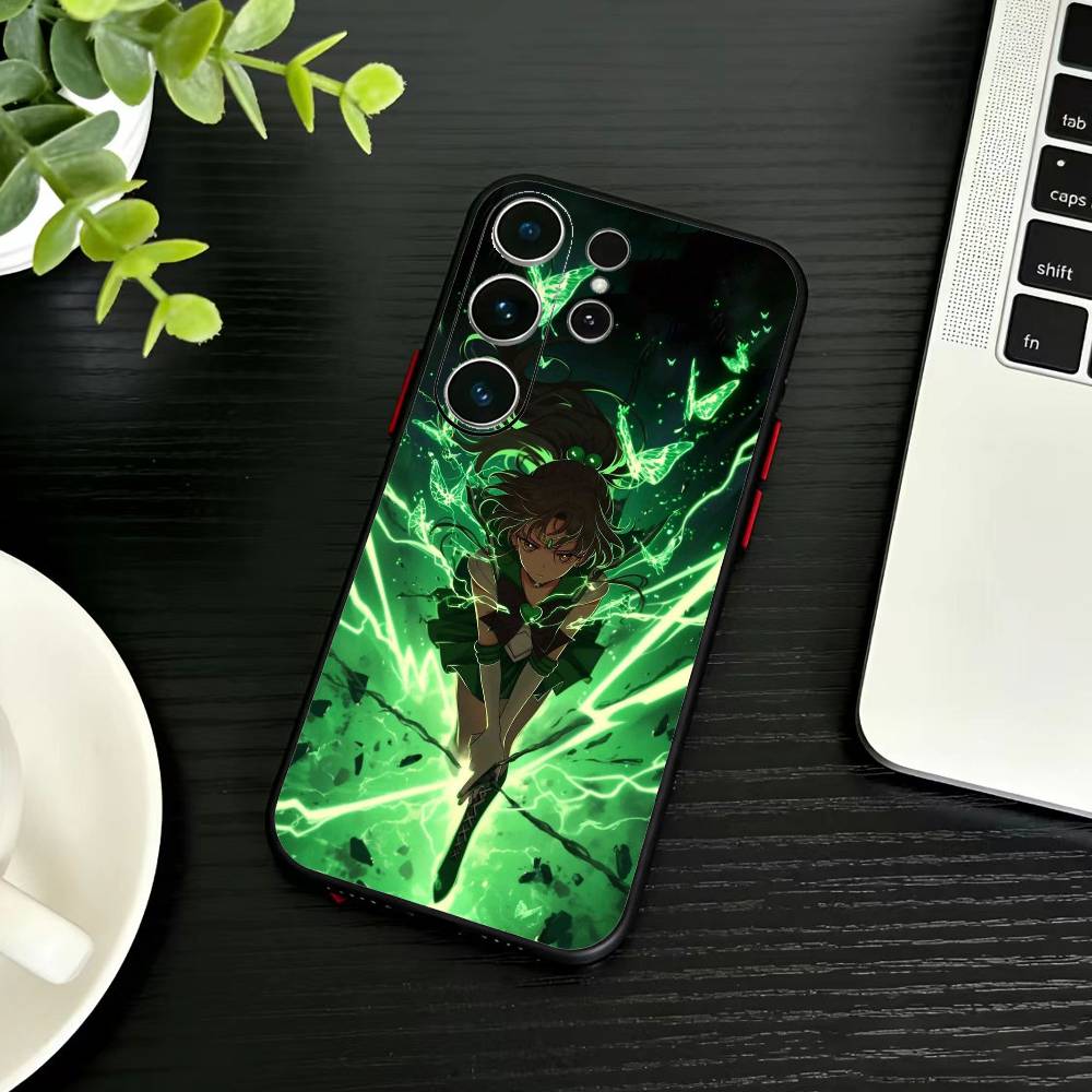 Cartoon S-Sailor M-Moon Phone Case For Samsung S26,S25,S24,S23,S22,S30,S21,Ultra,Plus,FE 5G Black Soft Cover