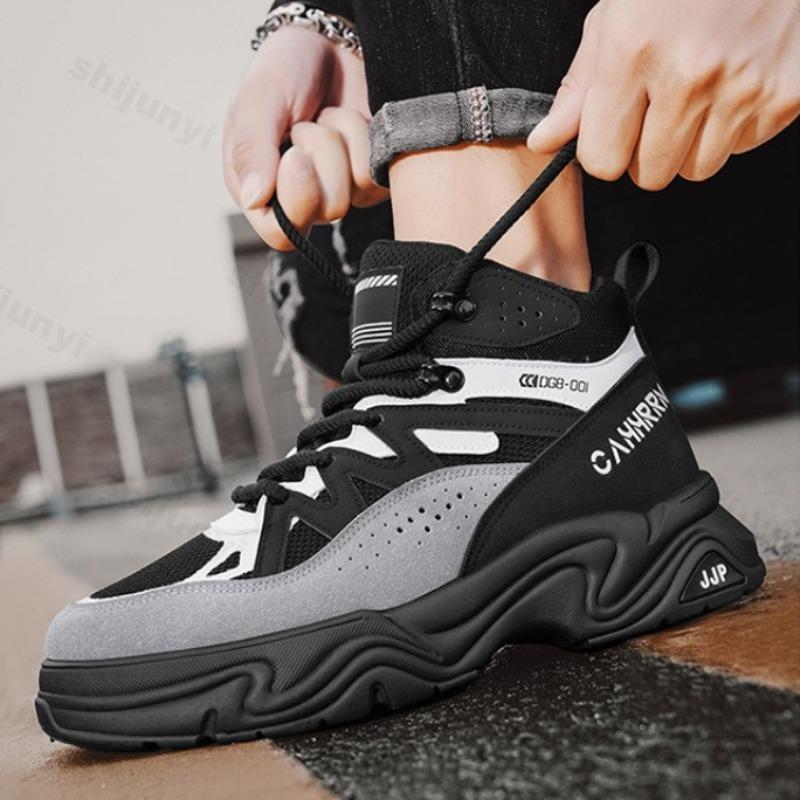 אופנה 2025 סתיו חדש אופנה גבוהה רב-תכליתית נעלי קז'ואל סוליה עבה לגבר רשת נושמת נוחה נישה מגפי קרסול מגושמים