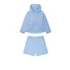 White Fashion Zip-Up Hooded Jacket And Loose Three-Quarter Shorts Casual Set Women Sets F11W533703F-LB+F11W533803F-LB