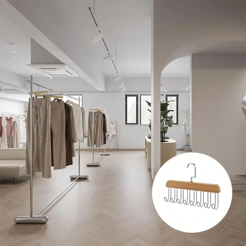 8 Hooks Multi-functional Wooden Suspenders, Underwear Rack, Vest, Tie Hook, Solid Wood Drying Rack.