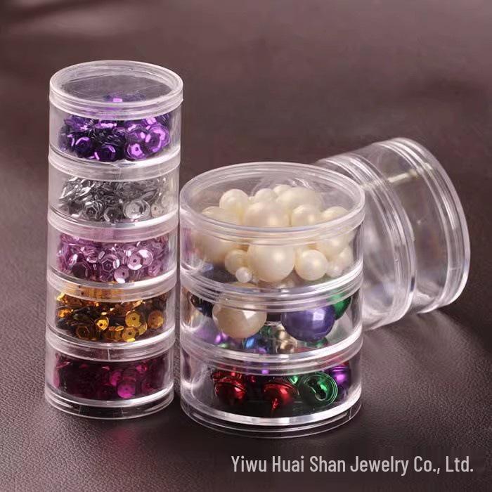 5-Layer Transparent Round Jewelry Bead Storage Box