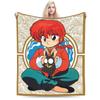 Anime Ranma And P-chan Blanket Flannel Print  Multi-function Warm Throw Blanket for Bedding Car Rug Piece