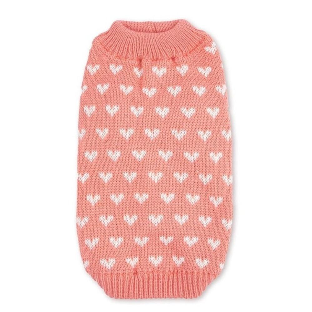 Adorable Heart Pattern Pet Knitting Sweaters Warm Round Neck Dog Knit Pullover Breathable Autumn Dog Clothes Daily Wear