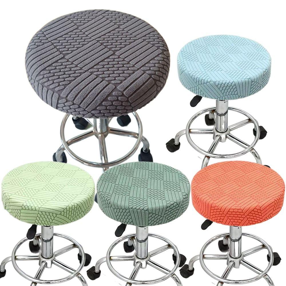 New Elastic Bar Round Stool Cover Stretchable Washable Stool Cushion Slipcover Dustproof Solid Color Stool Cushion Cover